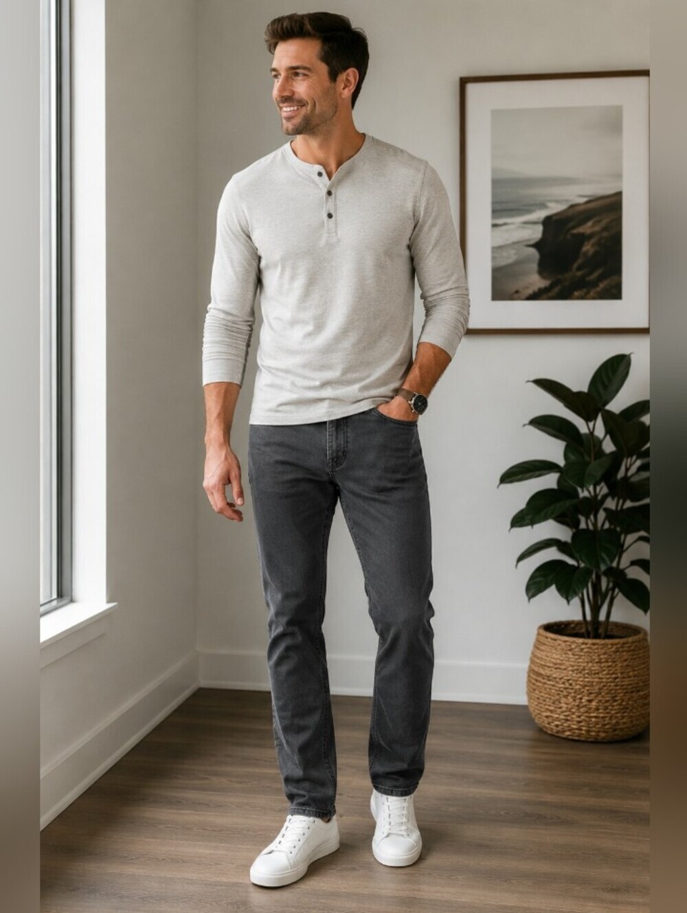 Travis Mathew Men's Charcoal Grey Washed Jeans Straig Leg 32x30 - Picture 6 of 13